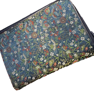 Floral Blue Clutch travel wallet and passport holder & credit cards holder